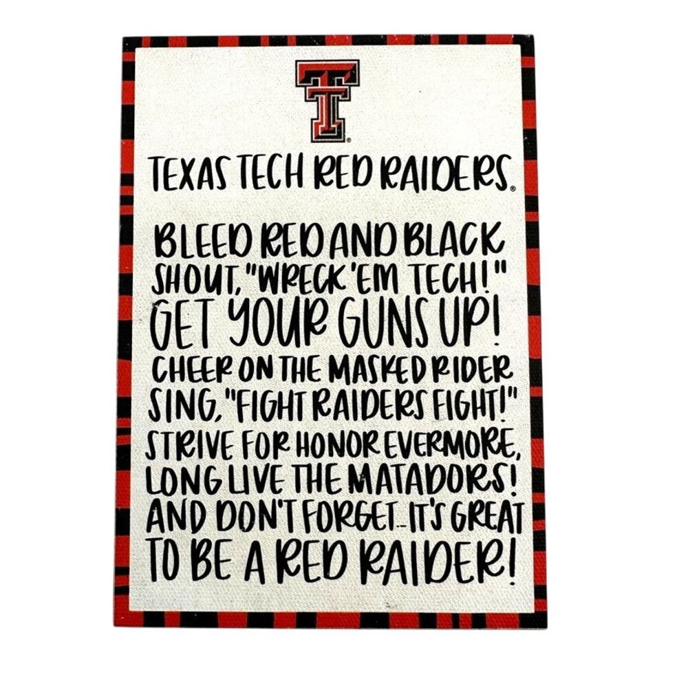Texas Tech Red Raiders Glory Haus Fight Song Wood Block Shelf Sitter NCAA
